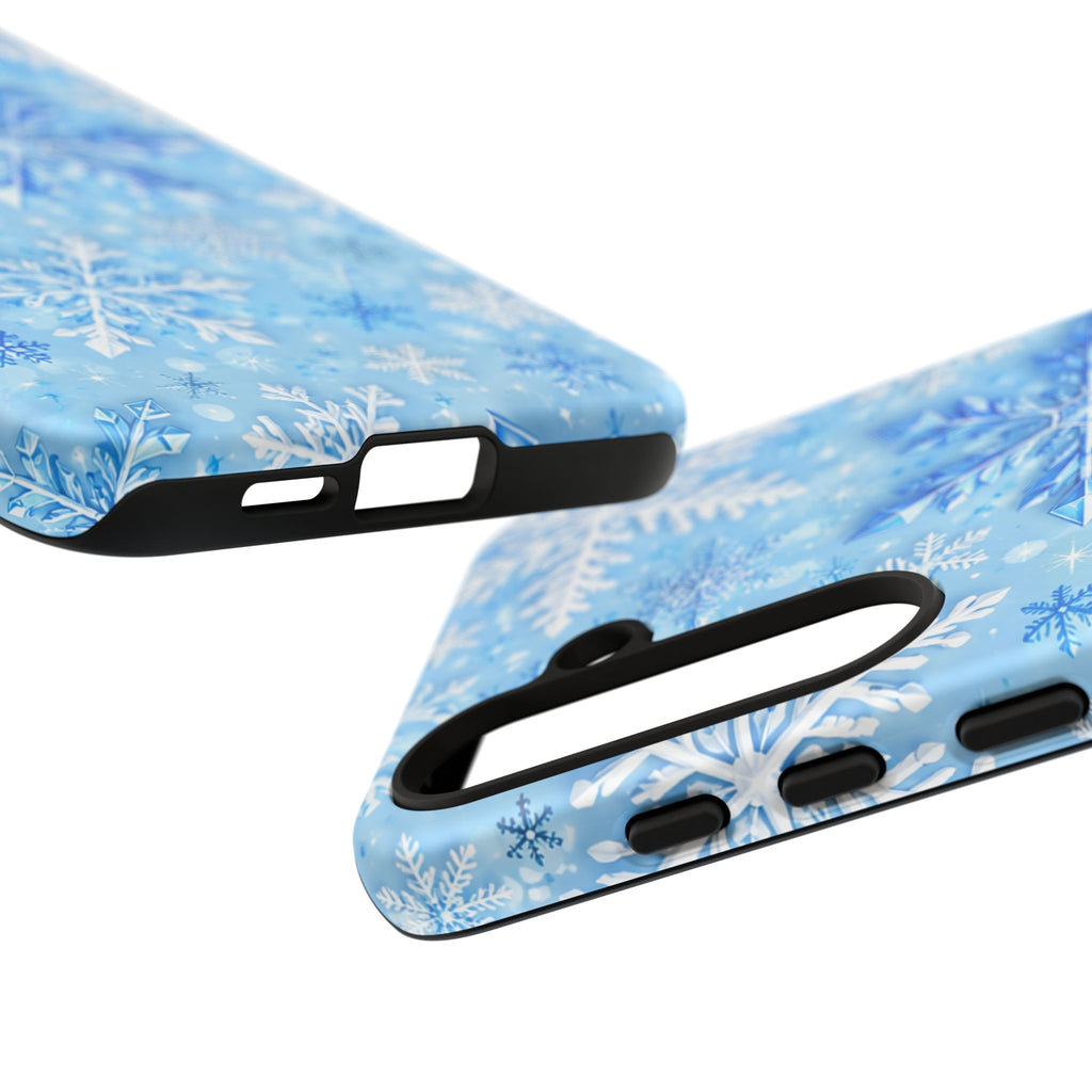 Winter Snowflake Tough Phone Case — Blue Holiday Protective Cover