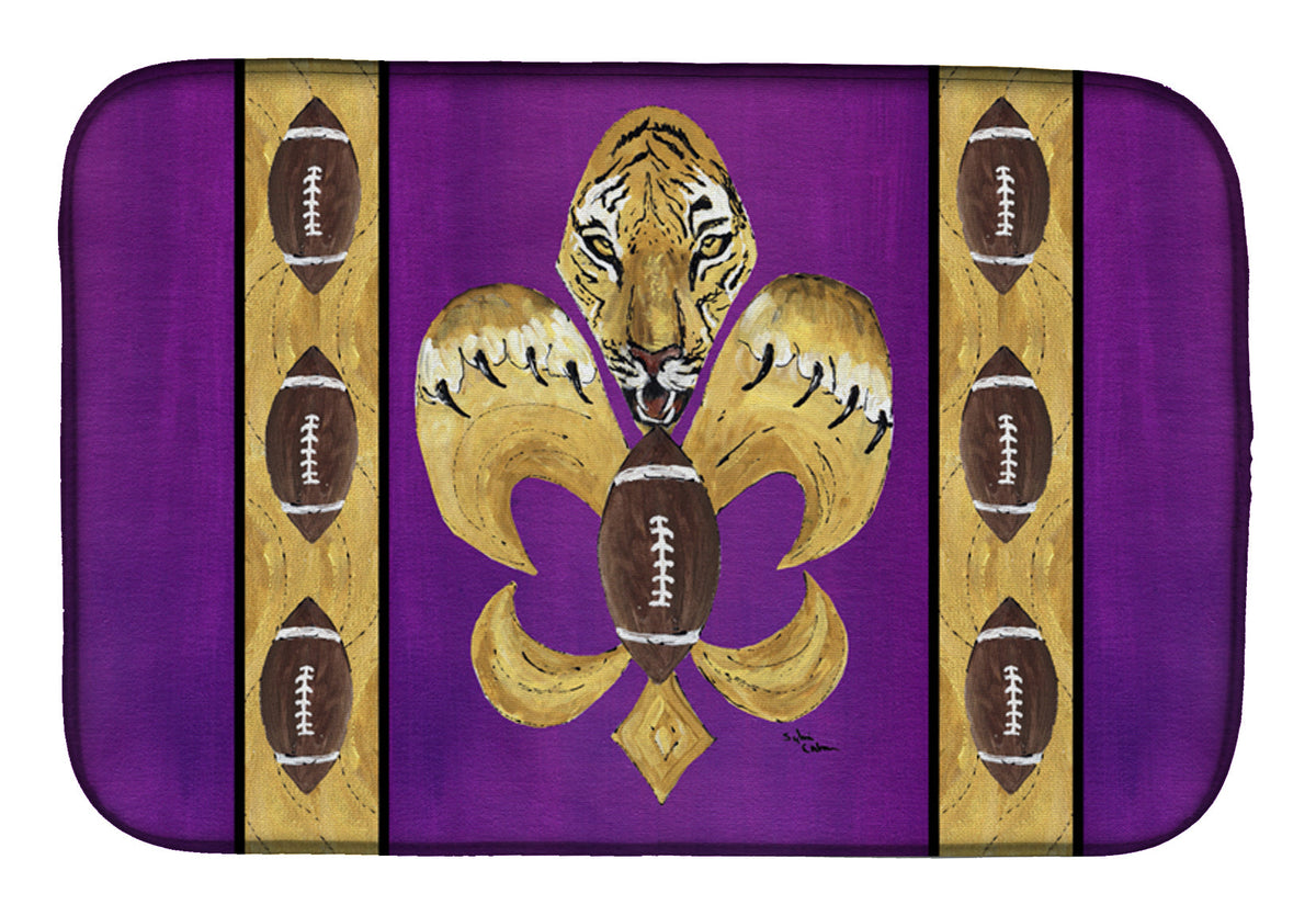 Tiger Football Fleur de lis Dish Drying Mat Absorbent Dish Drying Mat Pad for Kitchen Counter Dish Drainer Mat for Countertop, 14 x 21", Multicolor