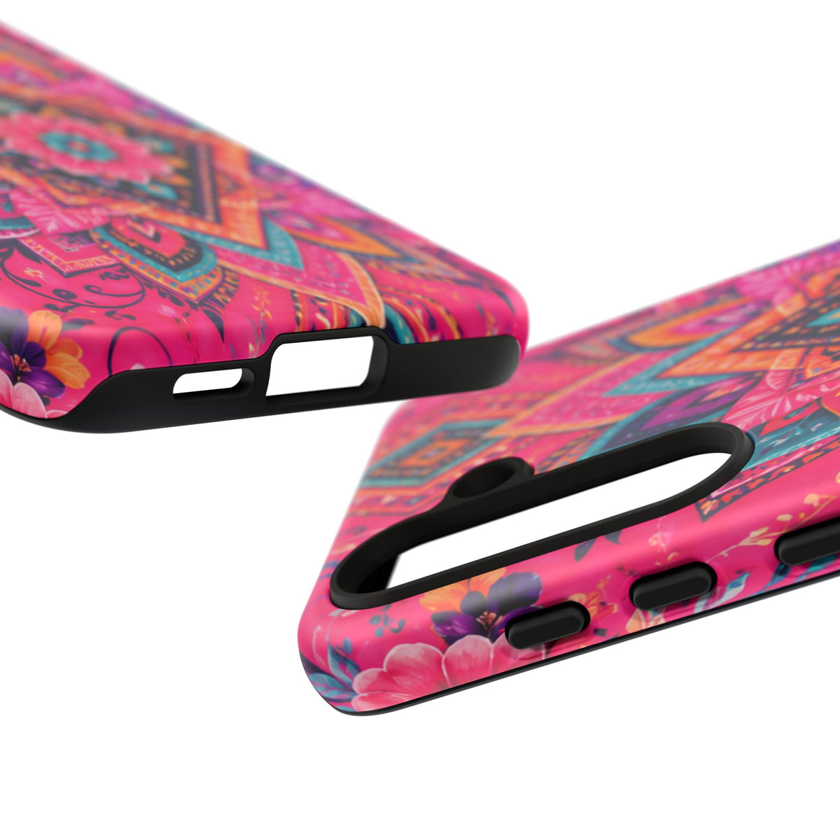 Floral Mandala Tough Phone Case — Pink Boho Protective Cover