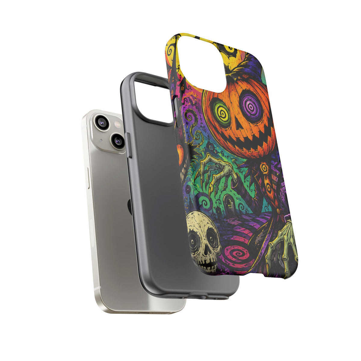 Halloween Pumpkin Skull Phone Case — Psychedelic Jack-o'-Lantern Tough Case
