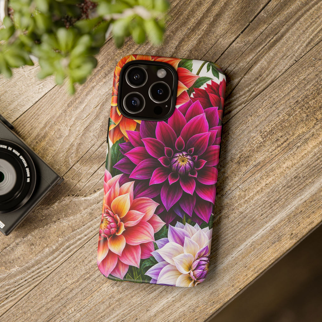Floral Dahlia Tough Phone Case — Vibrant Protective Floral Phone Cover