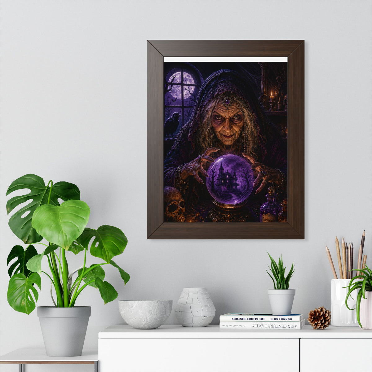 Witch with Crystal Ball Framed Poster | Halloween Wall Art