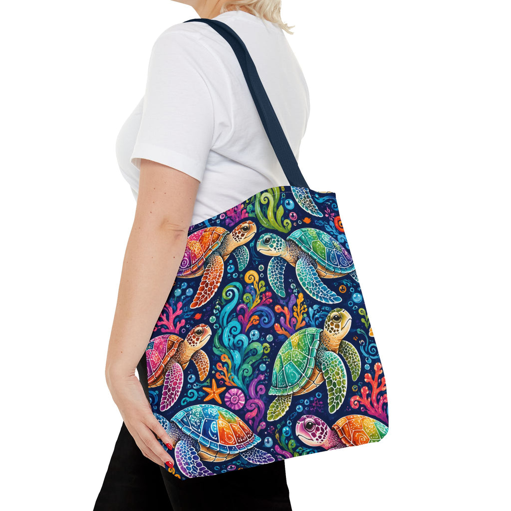 Colorful Sea Turtles Tote Bag — Vibrant Ocean Art Beach Tote