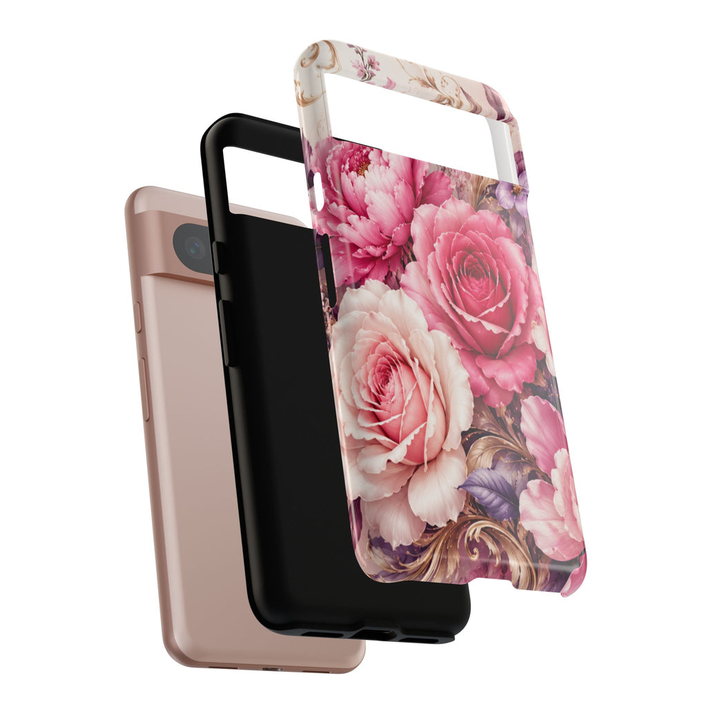 Pink Vintage Roses phone case | floral iPhone cover