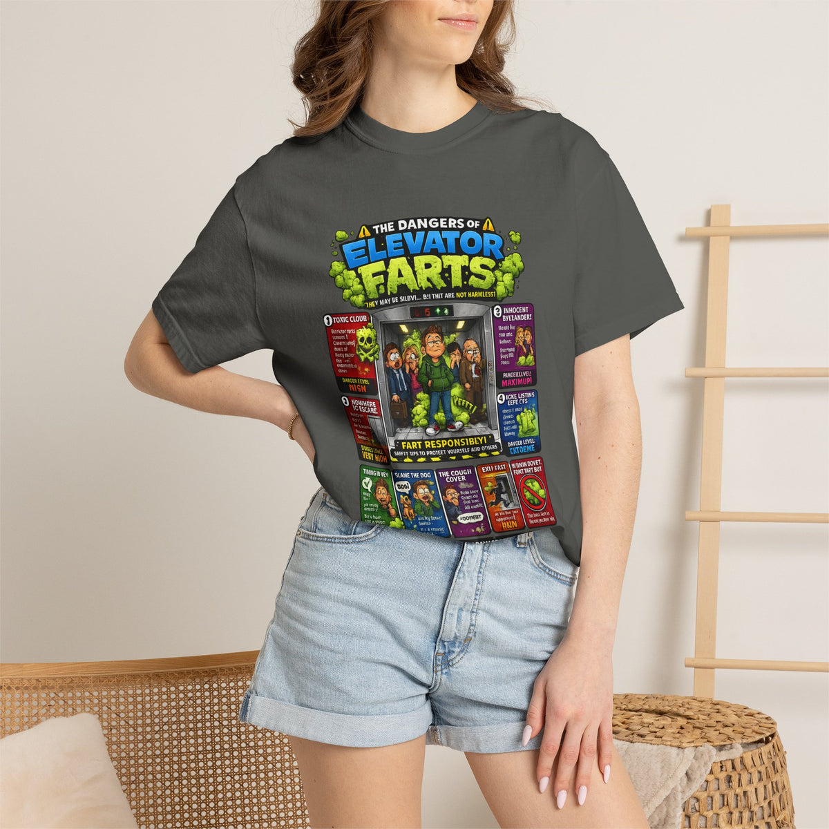 Elevator Farts chart T-shirt | Funny Bathroom Humor Tee