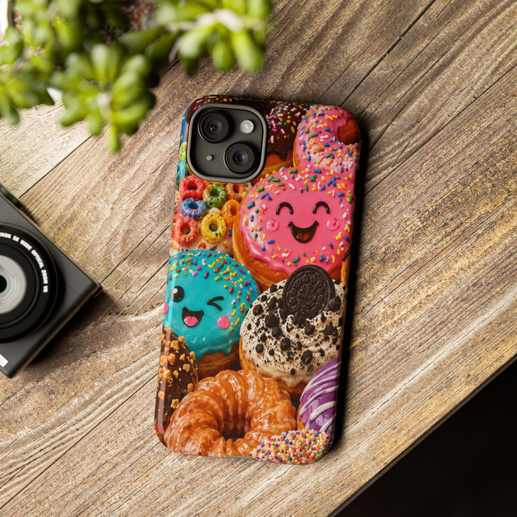 Donut Smile Tough Phone Case — Cute Colorful Desserts Protective Cover
