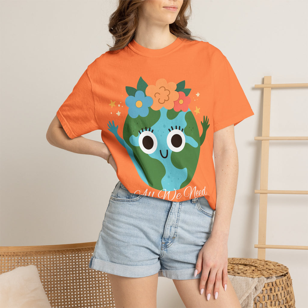 Flower Crown Earth Illustration T-shirt | Cute Planet Graphic