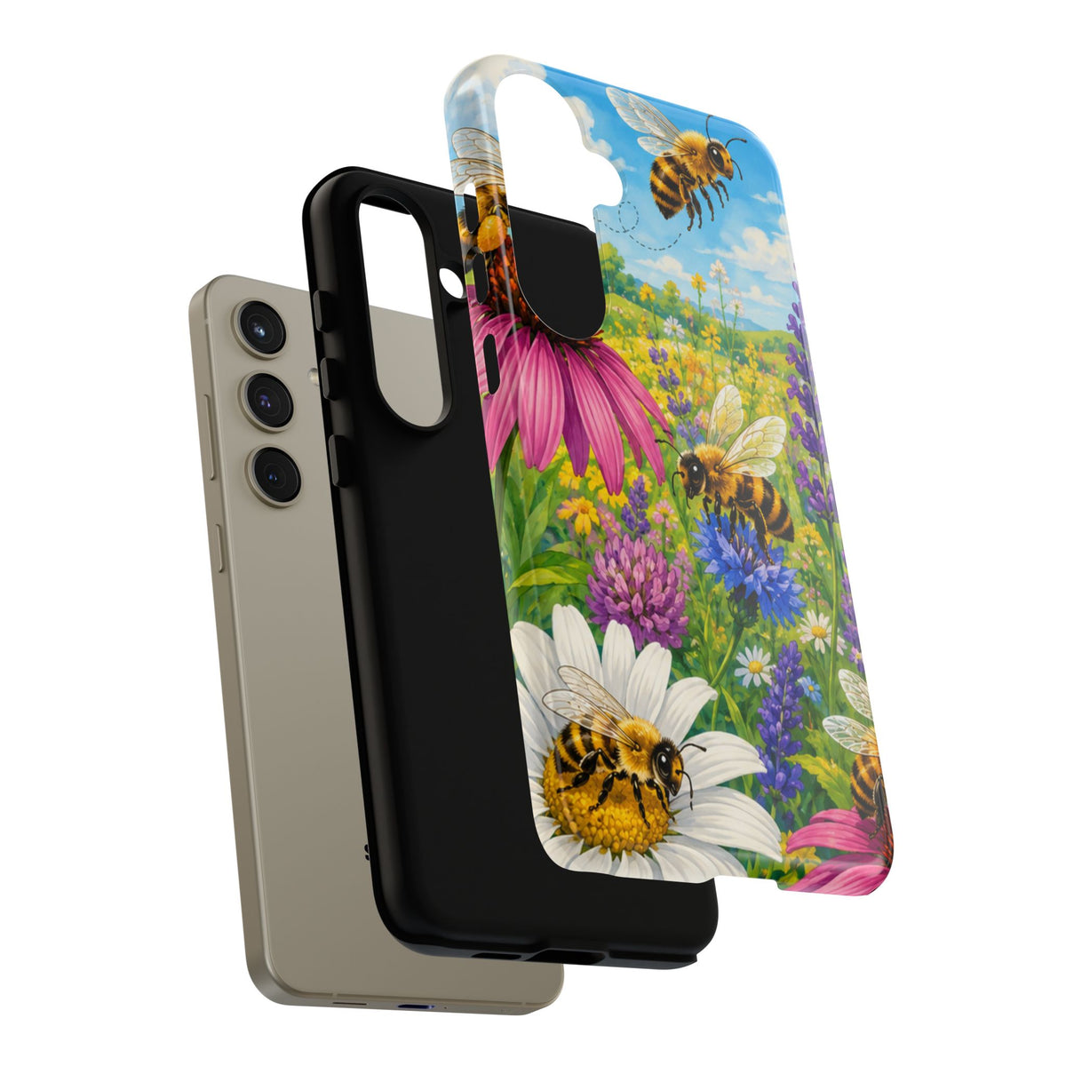 Bee Meadow Phone Case — Floral Honeybee Protective Cover