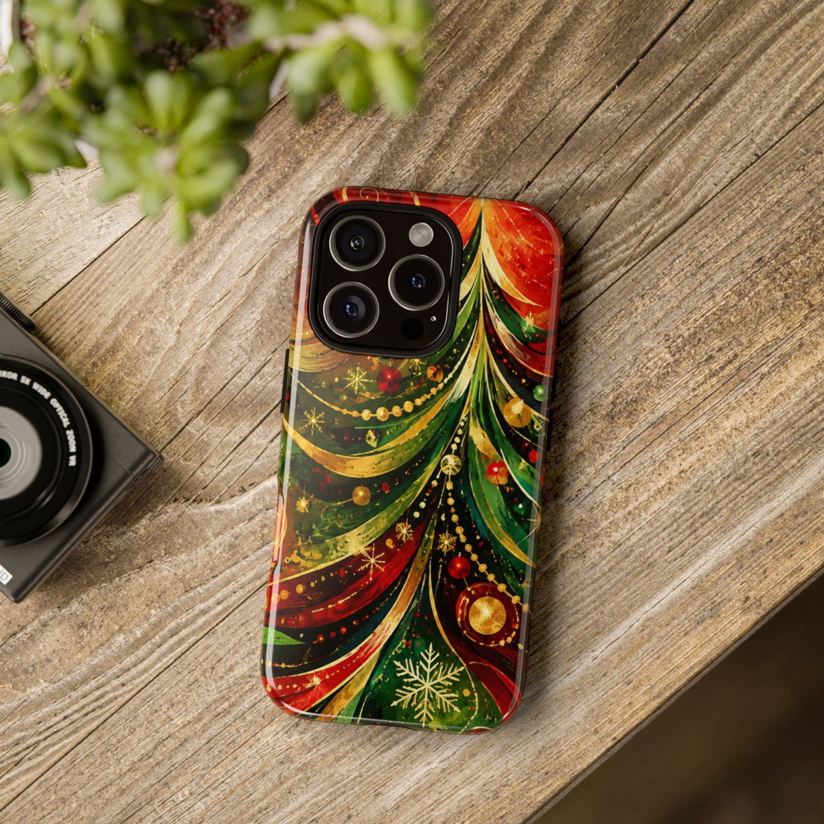 Christmas Tree Tough Phone Case — Festive Red & Green Holiday Phone Cover
