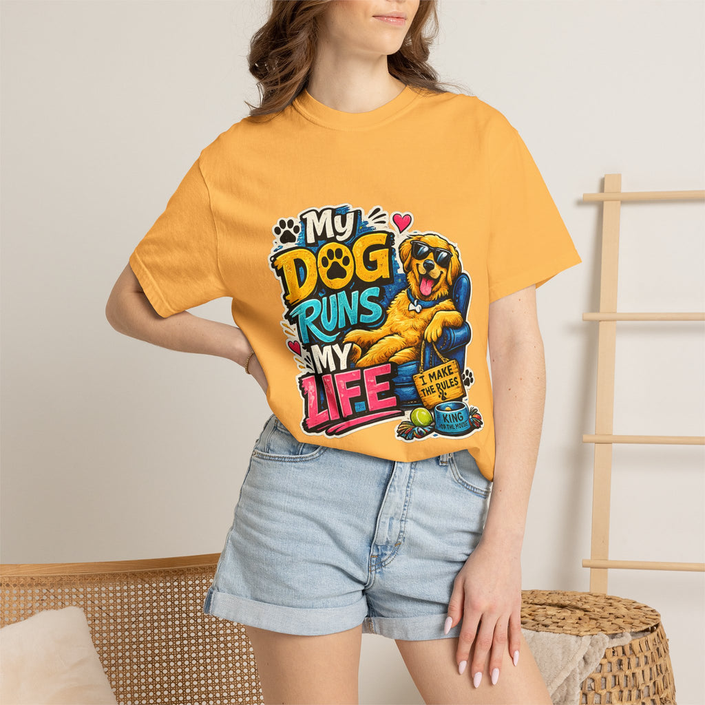 My Dog Runs My Life T-shirt | Funny Dog Lover Tee