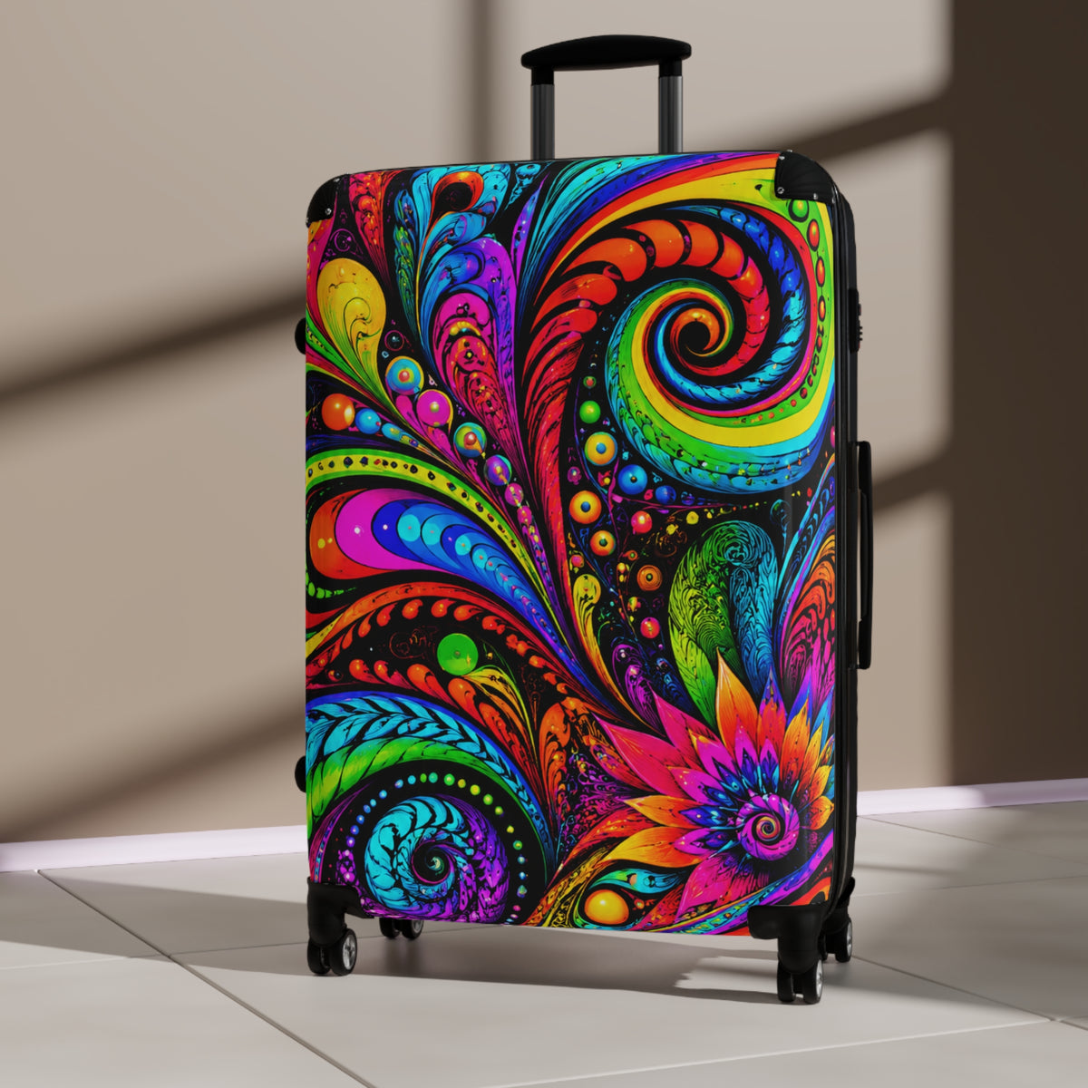 Psychedelic Paisley Carry-On Suitcase — Vibrant Swirl Hard-Side Luggage
