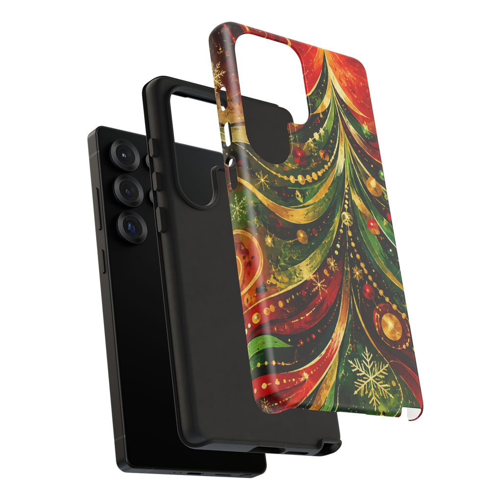 Christmas Tree Tough Phone Case — Festive Red & Green Holiday Phone Cover