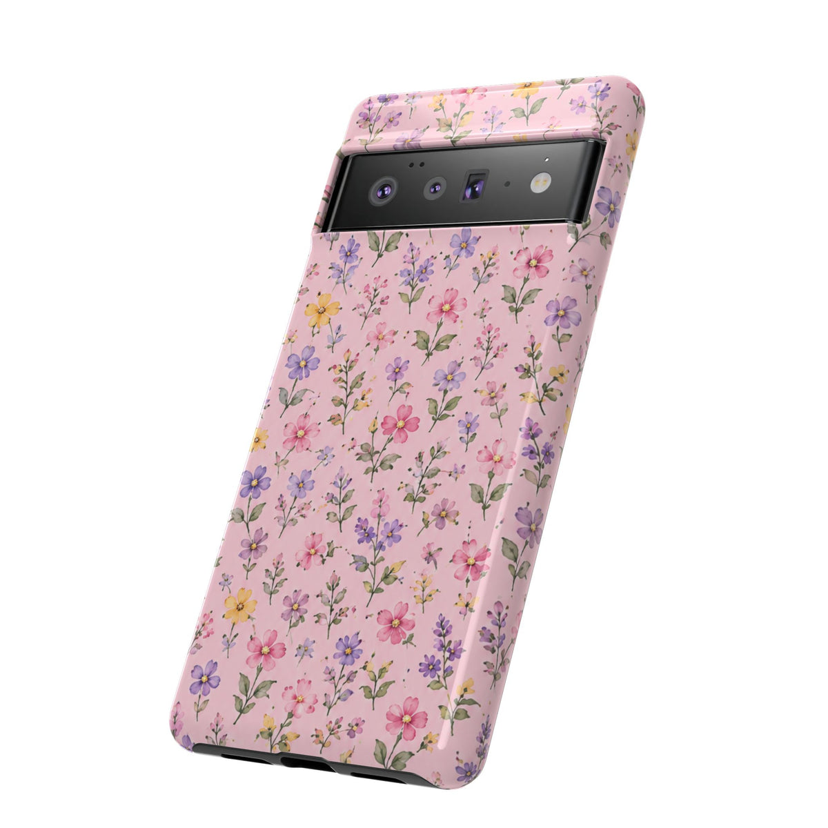 Floral Pink Tough Phone Case — Pastel Wildflower Protective Case