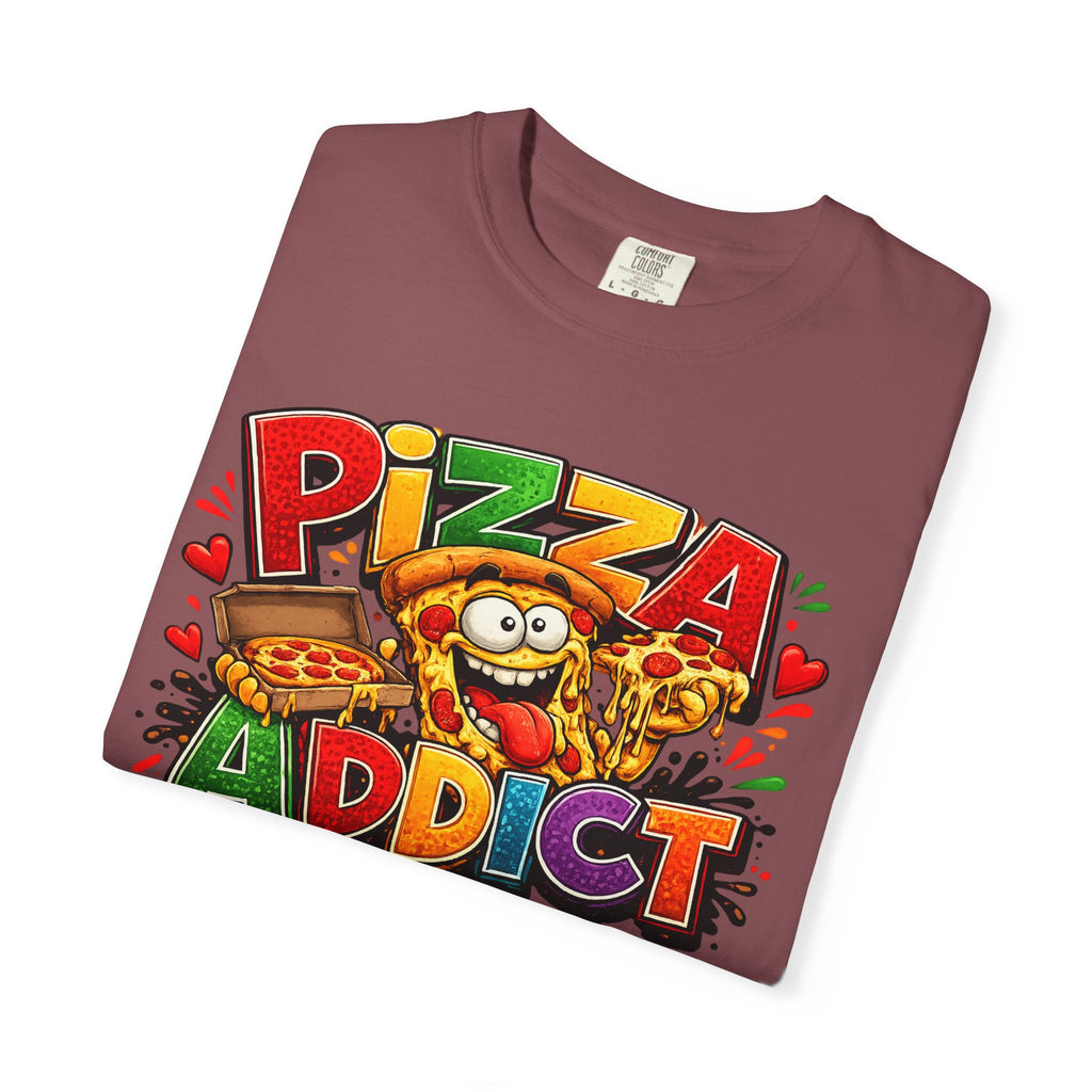 Pizza Addict T-shirt | Cartoon Slice Graphic, Funny Food Tee