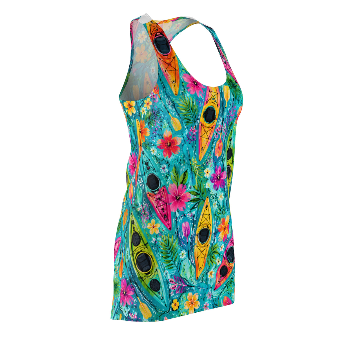 Kayak Floral Racerback Dress — Bright Tropical Watercolor AOP