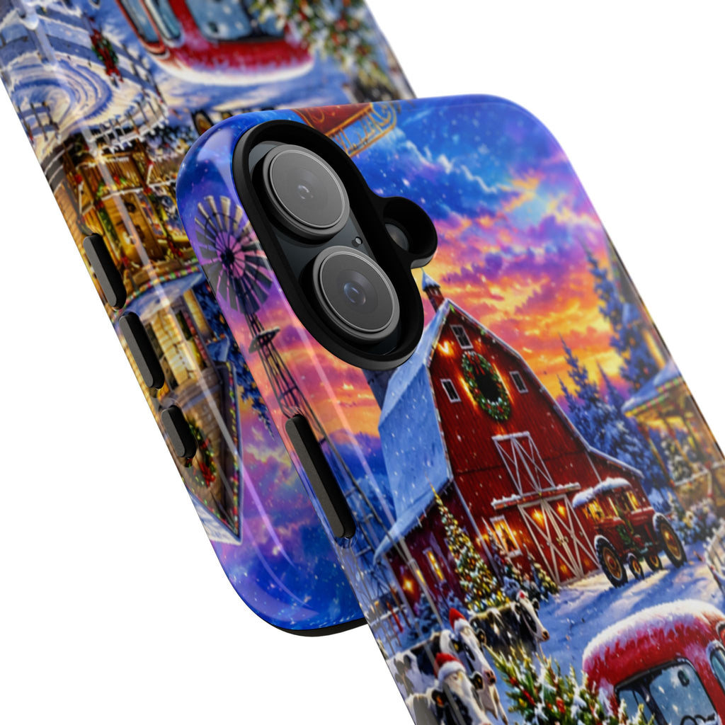 Christmas Farm Phone Case — Vintage Red Truck in Snowy Holiday Scene