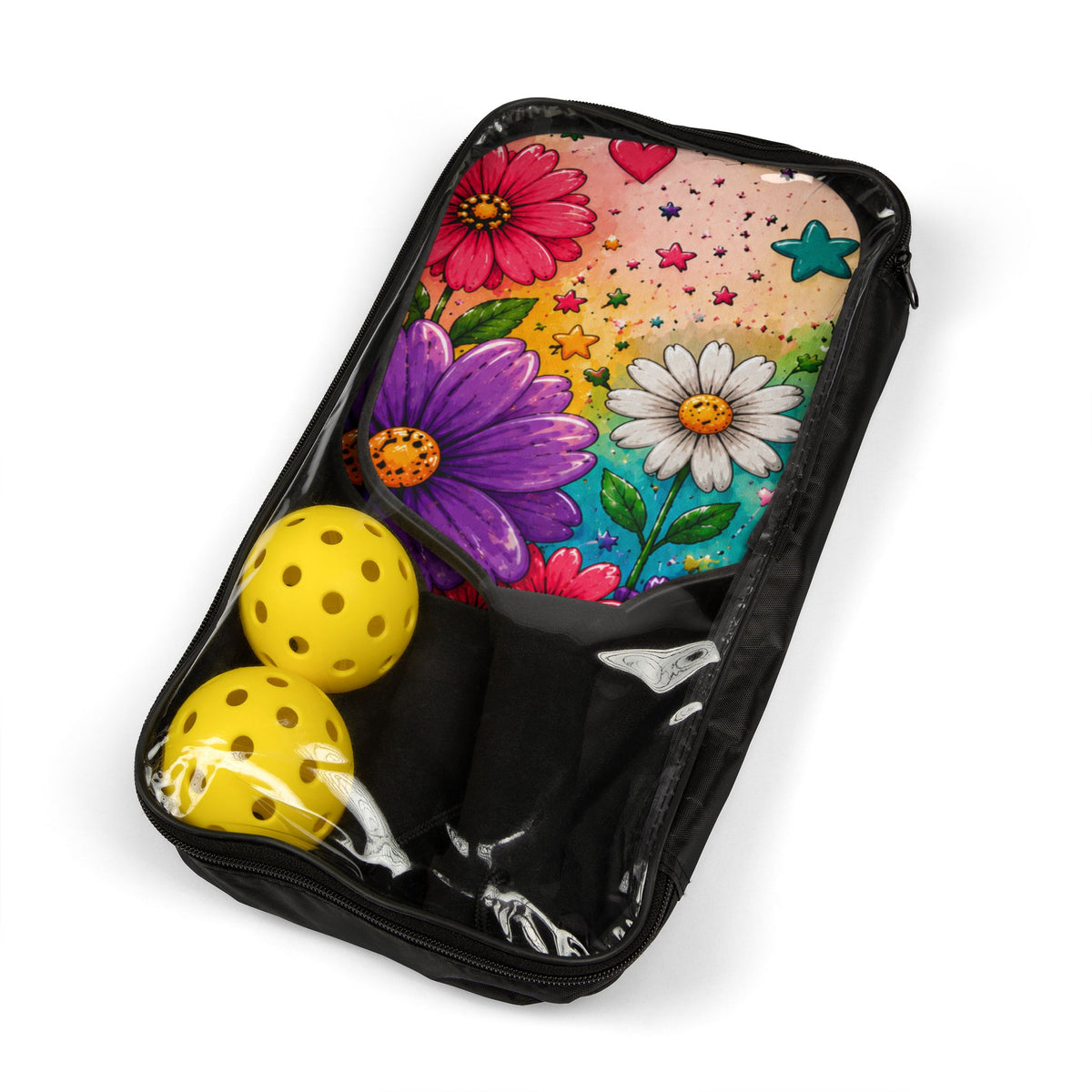 Pickleball Paddle Set — Colorful Floral Design Pickleball Kit with Balls