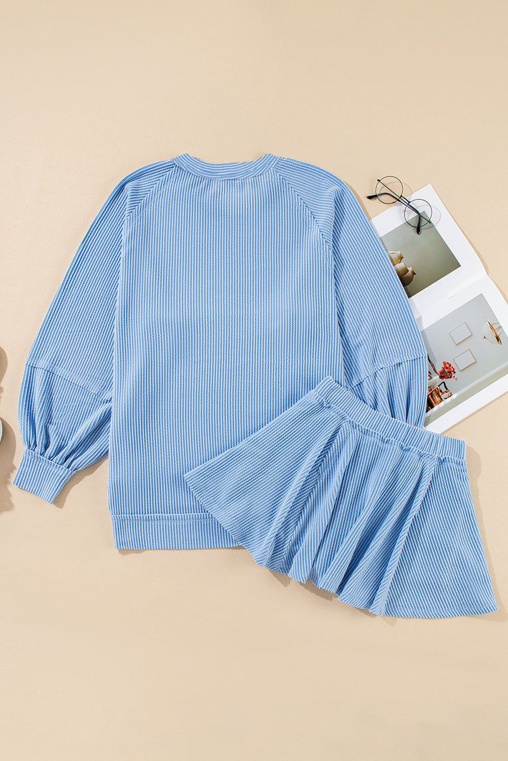 Corded Top and Ruffle Mini Skort Set