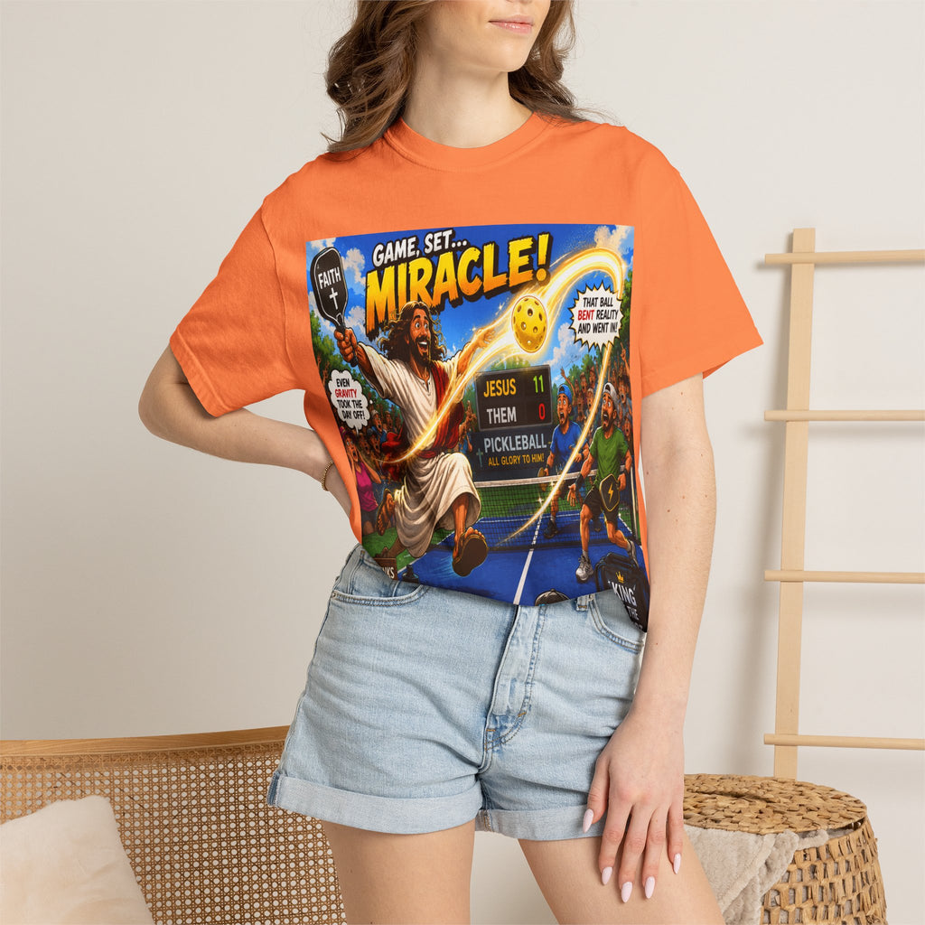 Game, Set, Miracle! Jesus Pickleball Graphic T-Shirt