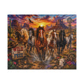 Wild and Free Running Horses Puzzle | Western Sunset 1000-Piece