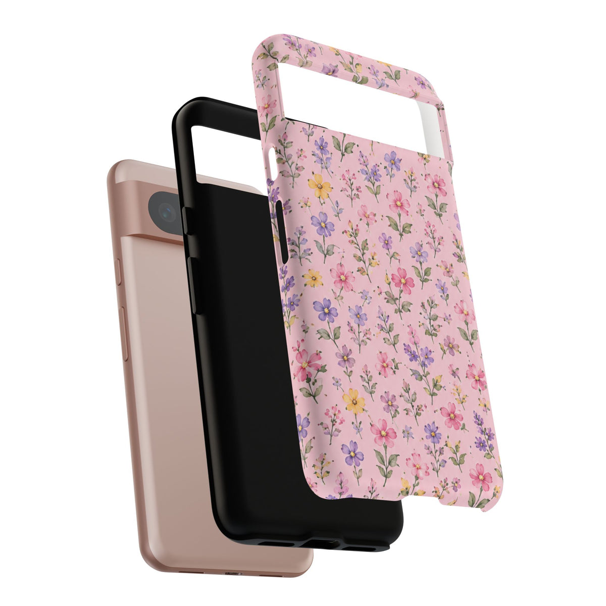 Floral Pink Tough Phone Case — Pastel Wildflower Protective Case