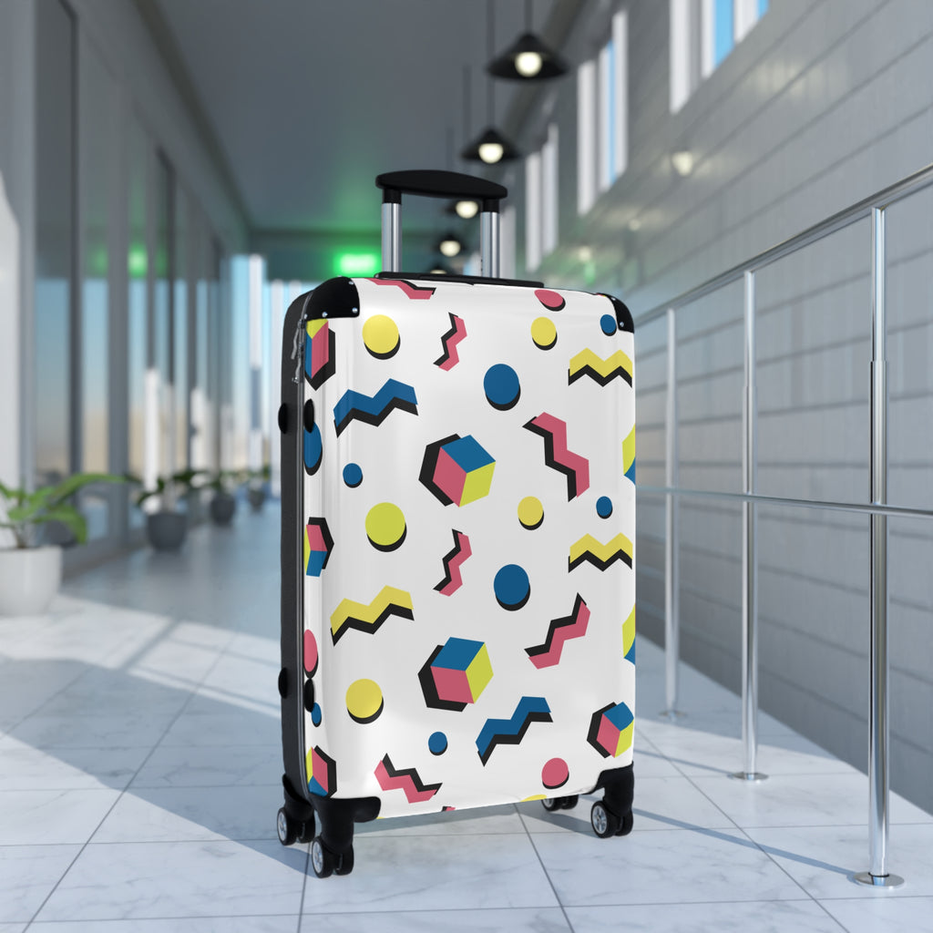 Memphis Retro Pattern Suitcase — 80s Geometric Carry-On