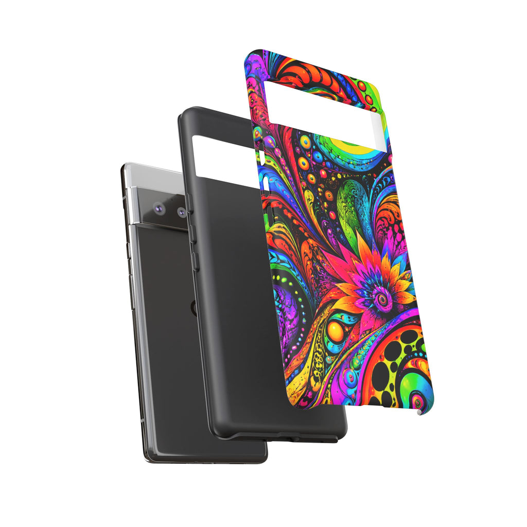 Psychedelic Floral Phone Case — Vibrant Swirl Tough Protective Cover