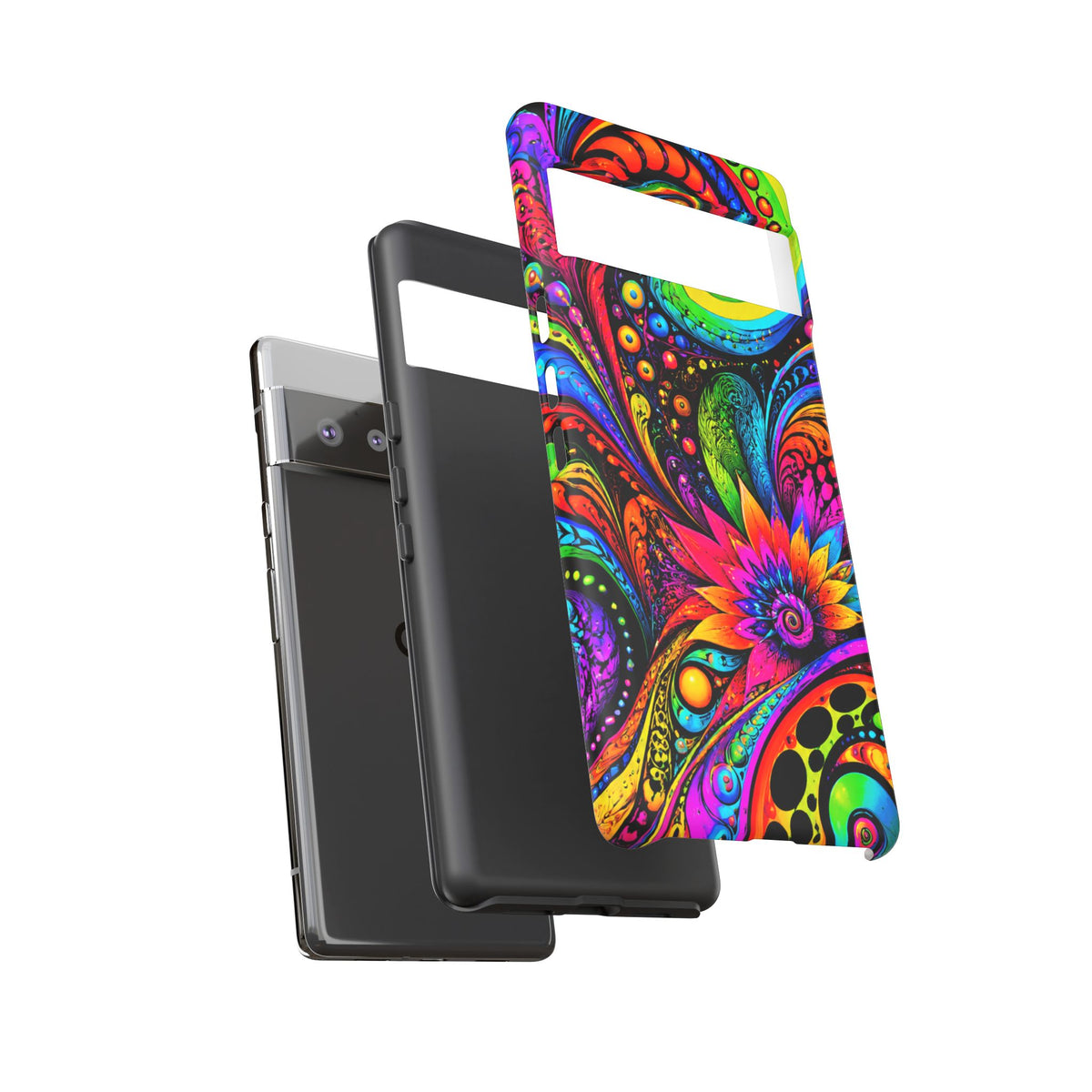 Psychedelic Floral Phone Case — Vibrant Swirl Tough Protective Cover