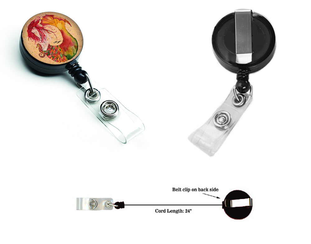 Red Headed Ginger Mermaid on Coral Retractable Badge Reel for Nurses ID Badge Holder with Clip Retractable Employee Badge Holder, Belt Clip