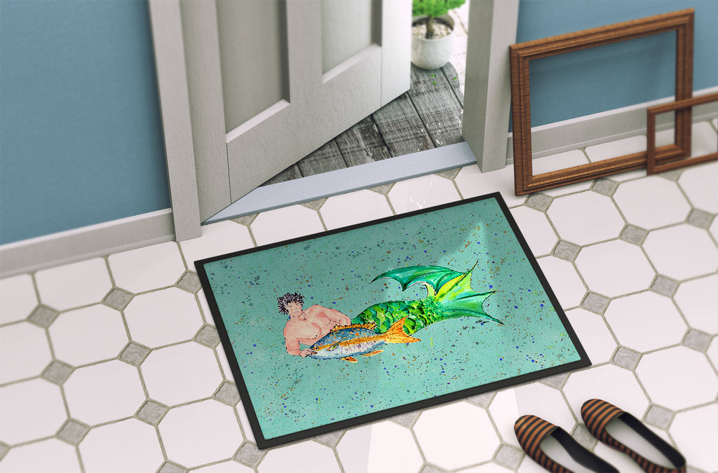 Black Haired Merman Doormat Indoor Outdoor 18H X 27W Front Door Mat Rugs for Entryway, Non Slip Washable