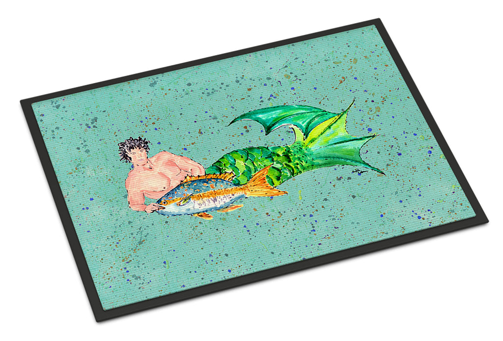 Black Haired Merman Doormat Indoor Outdoor 18H X 27W Front Door Mat Rugs for Entryway, Non Slip Washable