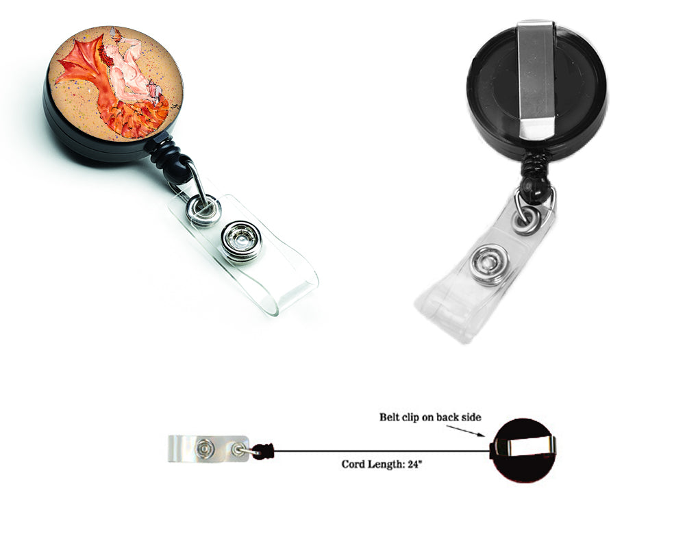 Red Headed Ginger Merman Retractable Badge Reel for Nurses ID Badge Holder with Clip Retractable Employee Badge Holder, Belt Clip