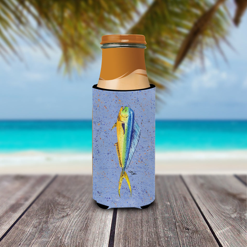 Fish Dolphin Slim Can Hugger , Insulated Foam Hugger for 12 oz Slim Cans, Beer Bottles & Water Bottles, Printed in USA
