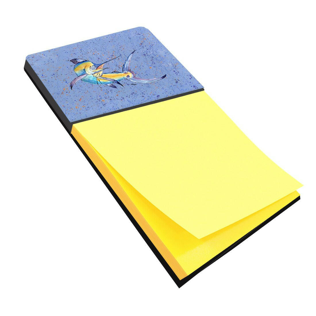Blue Marlin Watercolor Sticky Note Holder Refillable Dispenser Desk Accessory 3x3 Pad Gift