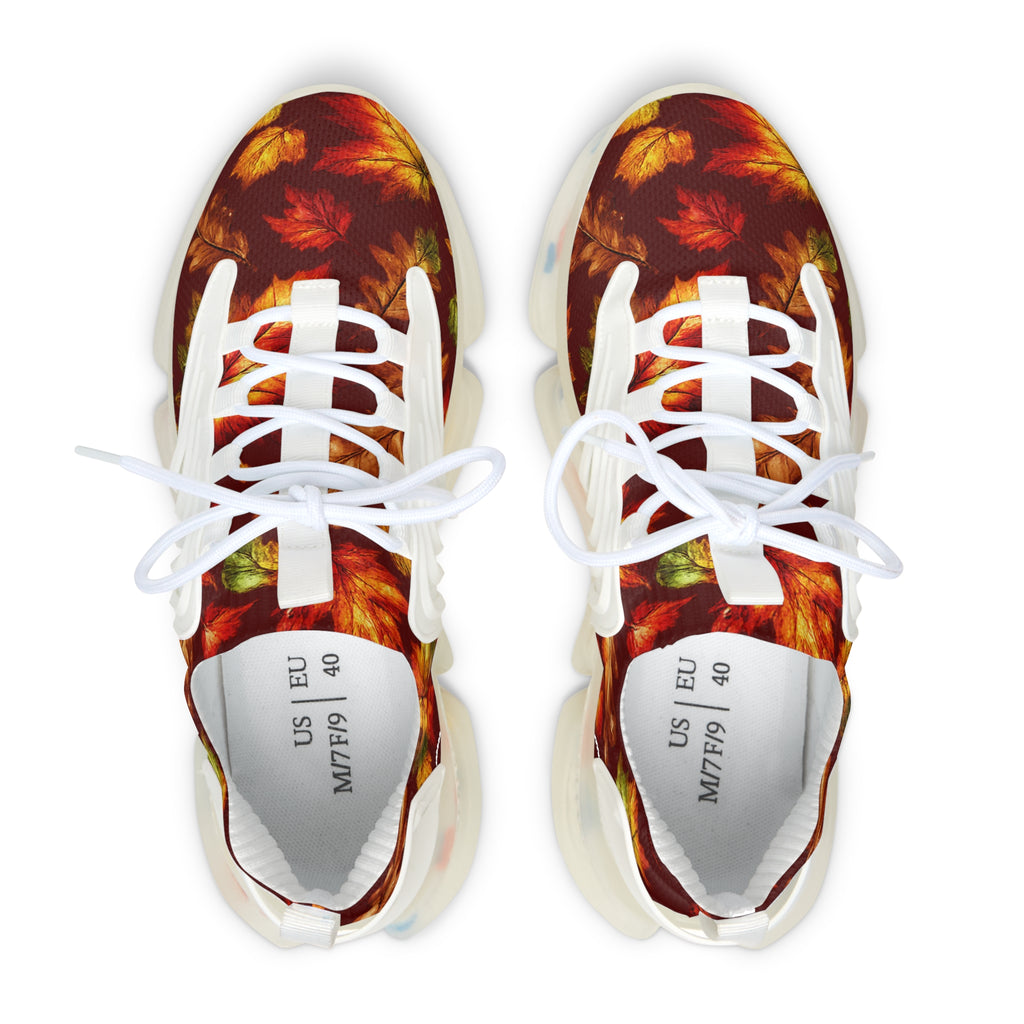 Autumn Leaf Mesh Sneakers — Women's Fall Floral Running Shoes