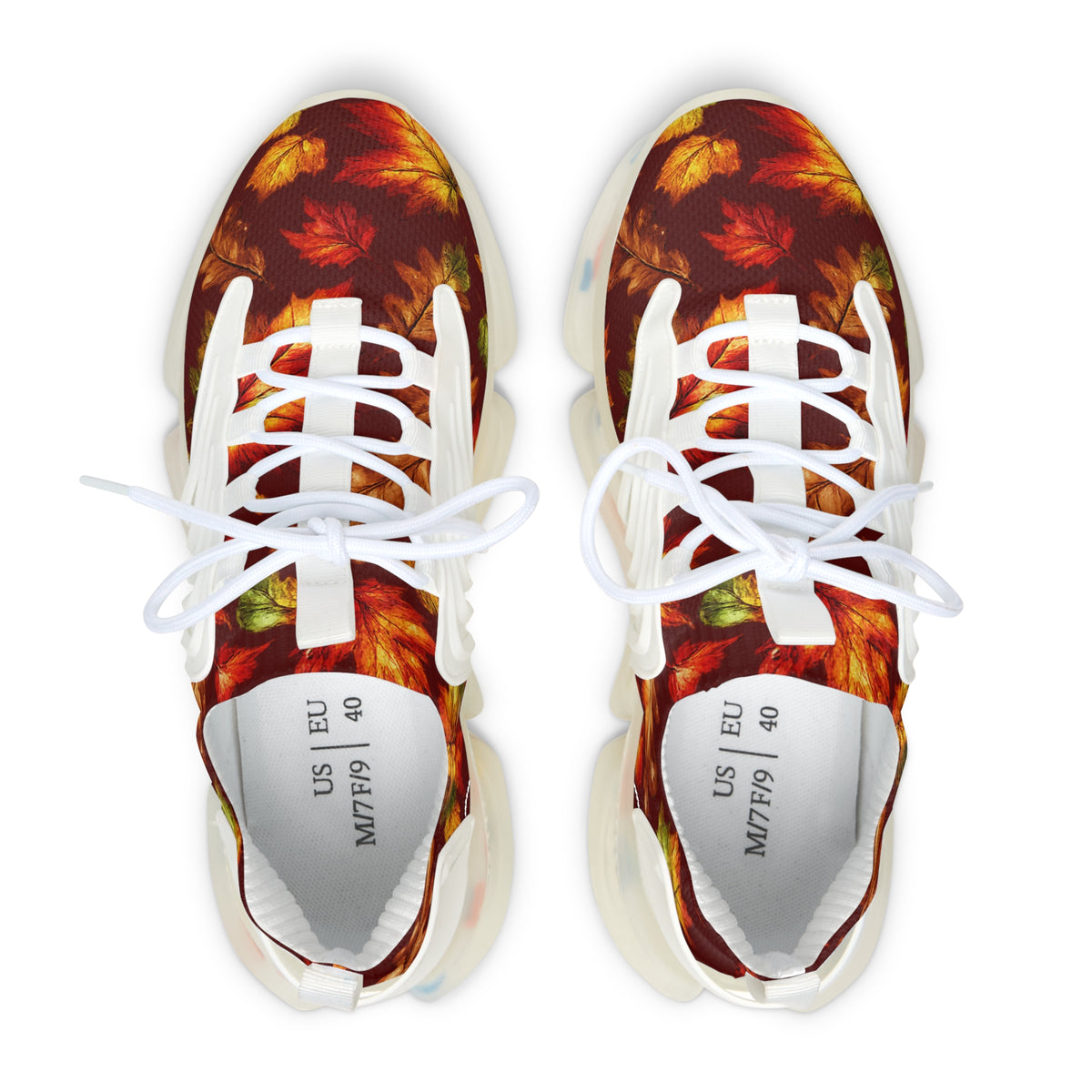 Autumn Leaf Mesh Sneakers — Women's Fall Floral Running Shoes