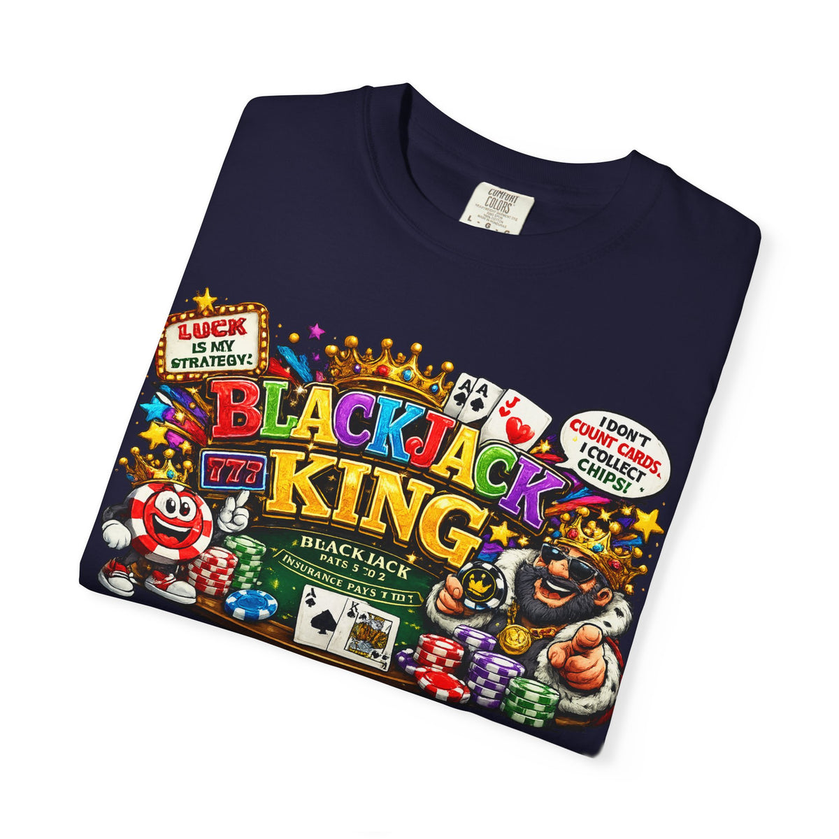 Blackjack King graphic T-shirt | Casino Playing Cards, Chips Design