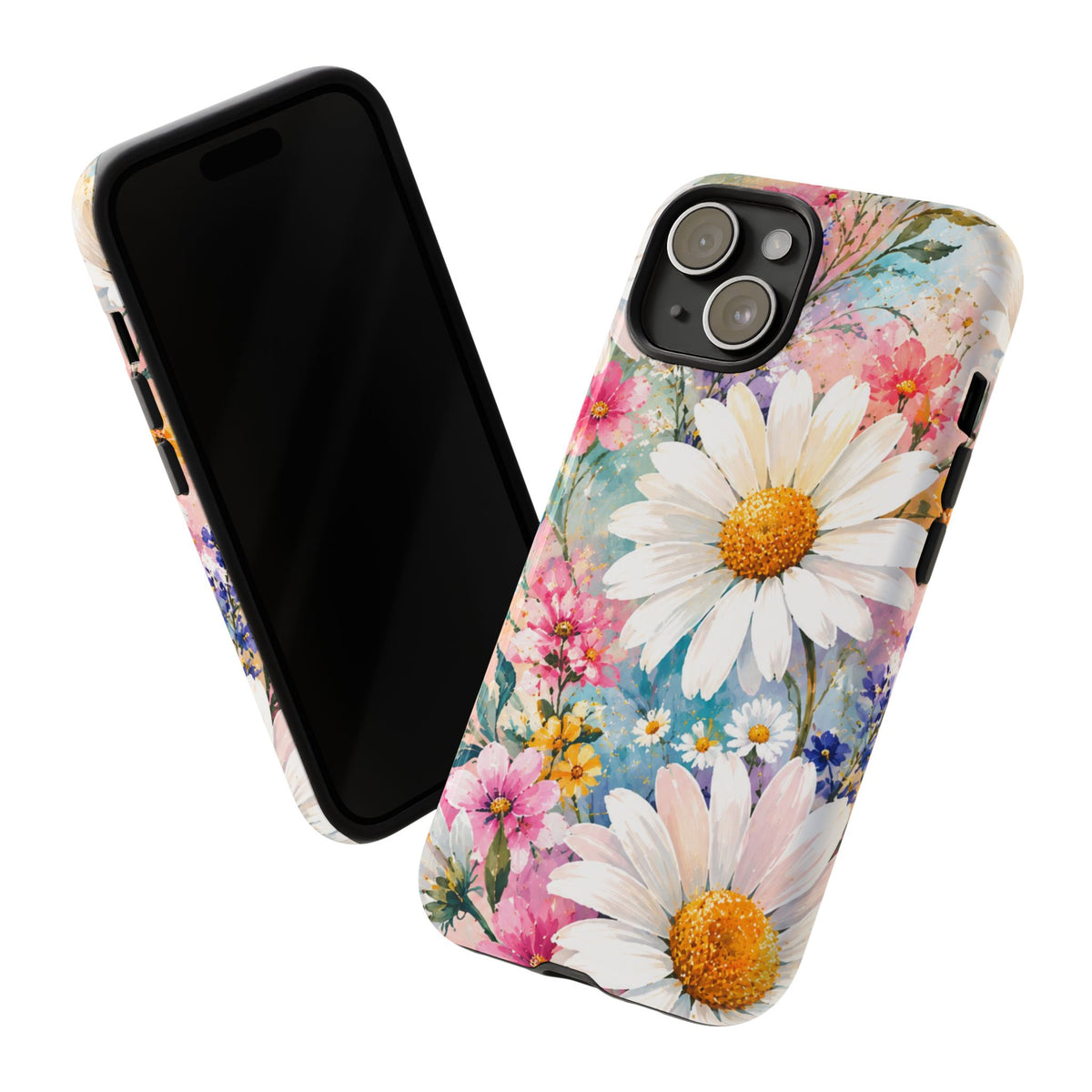 Floral Daisy Phone Case — Watercolor Daisies Protective Tough Case