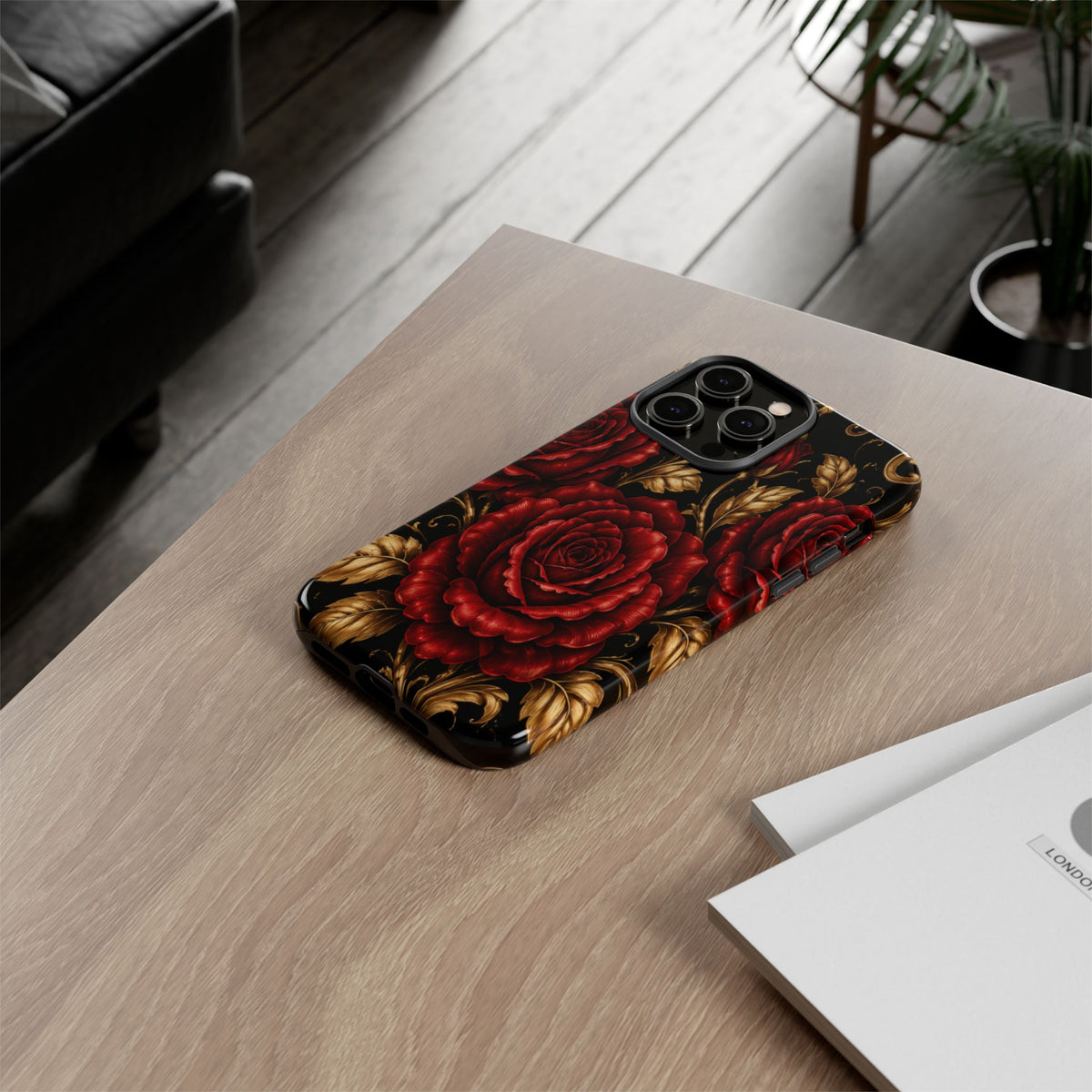 Tough Cases — Vintage Red Rose Floral Phone Case