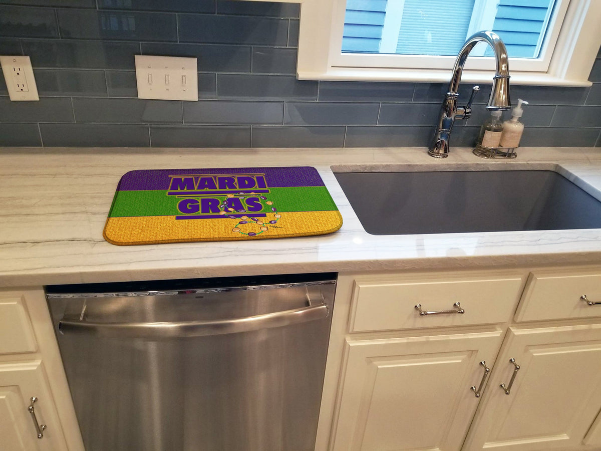 Mardi Gras Dish Drying Mat Absorbent Dish Drying Mat Pad for Kitchen Counter Dish Drainer Mat for Countertop, 14 x 21", Multicolor