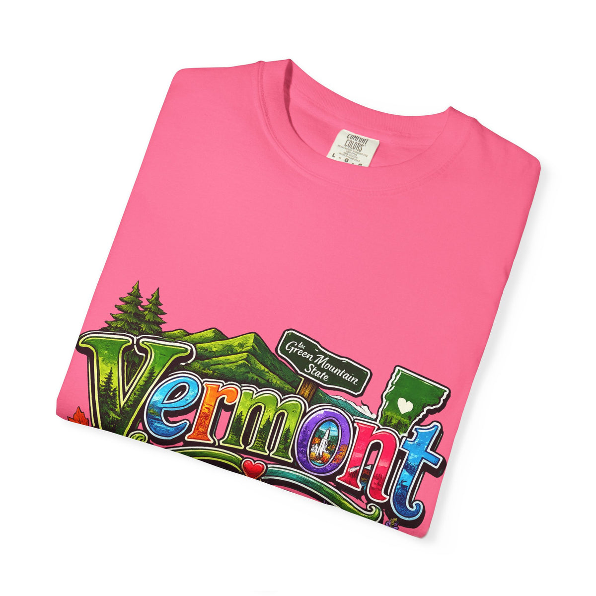 Vermont postcard collage T-shirt | State travel design