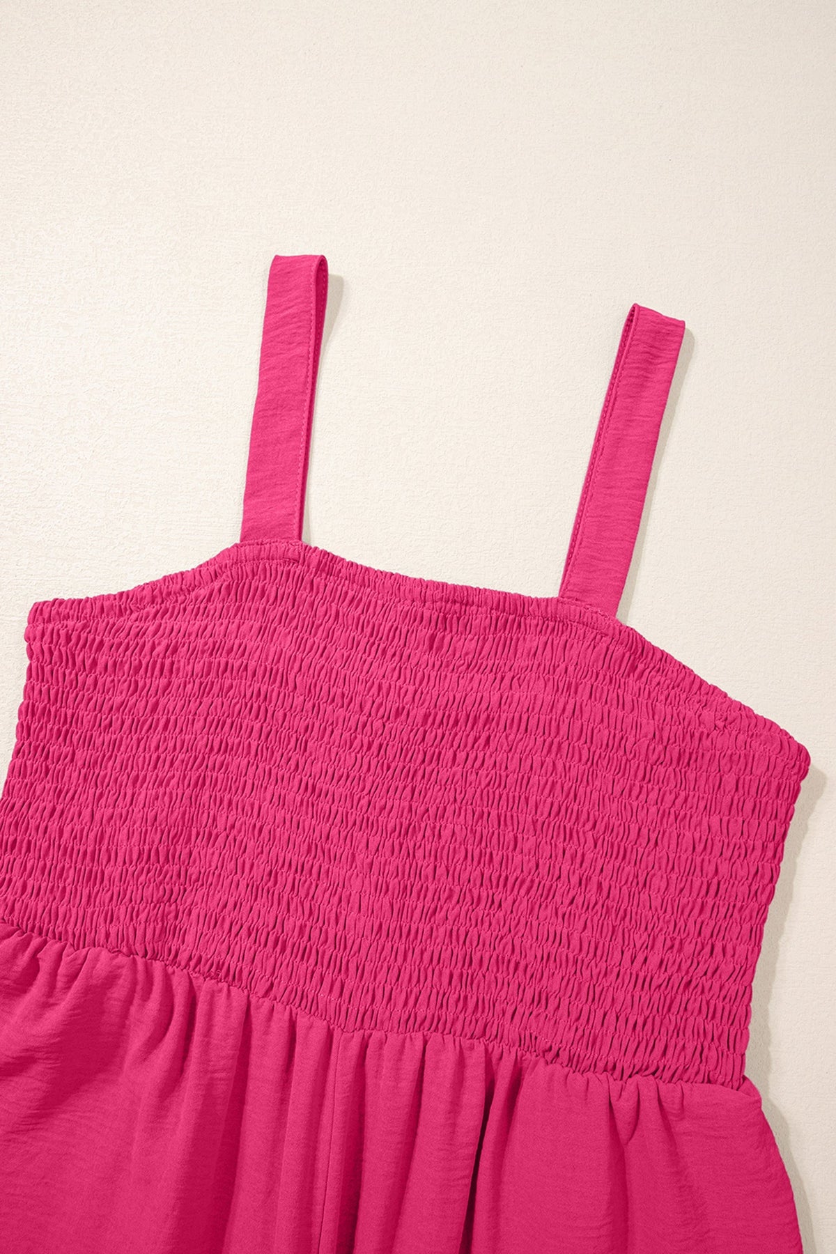 Solid Smocked Square Neck Sleeveless Jumpsuit