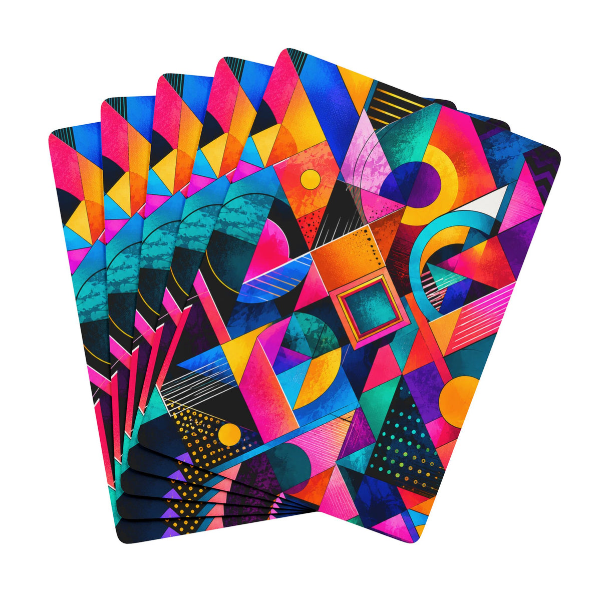 Neon Geometric Poker Playing Cards — Vibrant Casino Deck for Game Nights