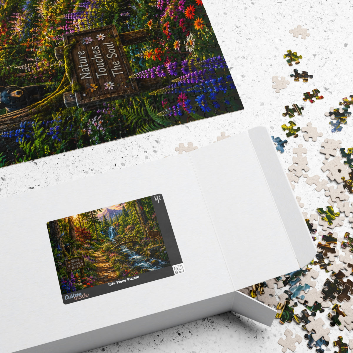 Scenic Forest Waterfall Jigsaw Puzzle — "Nature Touches the Soul" (110–1014 pcs)