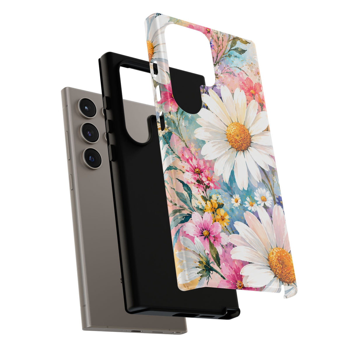 Floral Daisy Phone Case — Watercolor Daisies Protective Tough Case