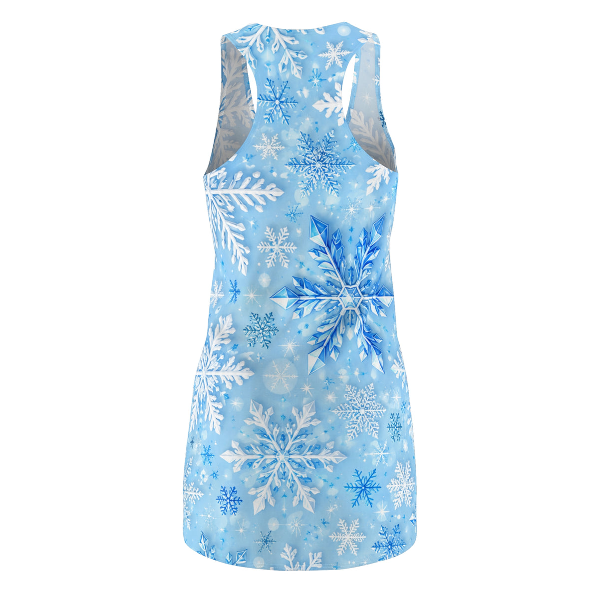Blue Snowflake Racerback Dress — Winter Holiday AOP