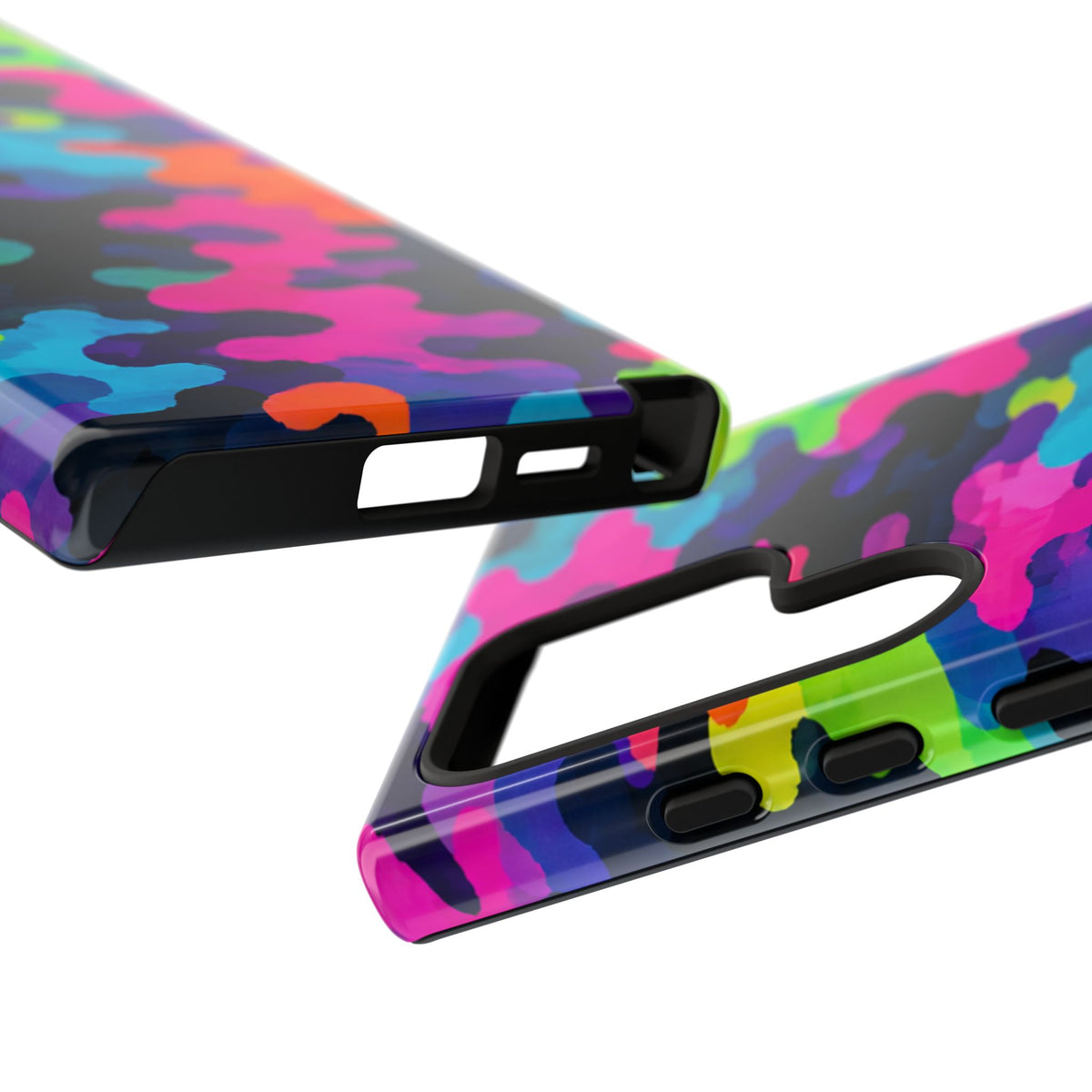 Neon Camo Tough Phone Case — Bright Rainbow Protective iPhone Cover