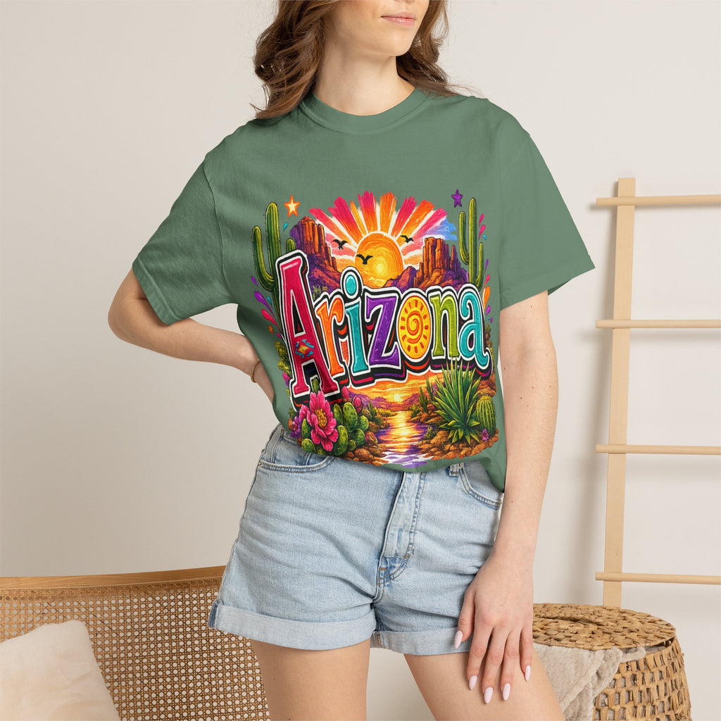 Arizona Desert Sunset T-shirt | Cactus, Saguaro, Floral Scenic Tee