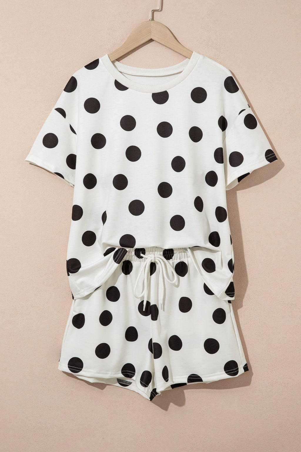 Polka Dot Short Sleeve Tee & Drawstring Shorts Set