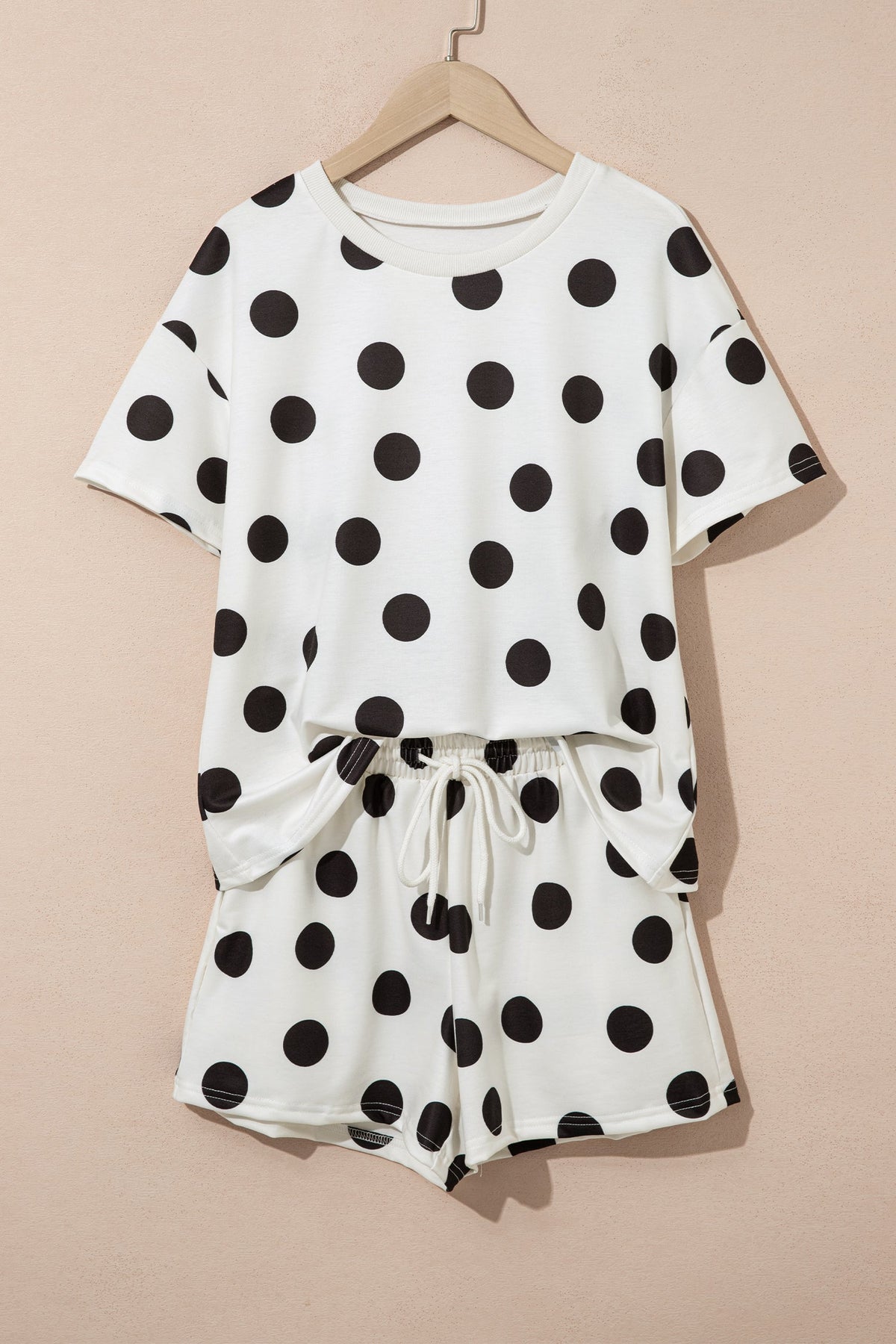 Polka Dot Short Sleeve Tee & Drawstring Shorts Set